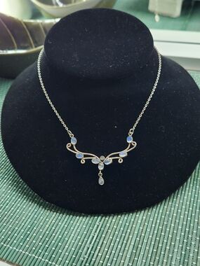 💎925 Sterling Silver Blue Flash Moonstone Necklace ✨🌙